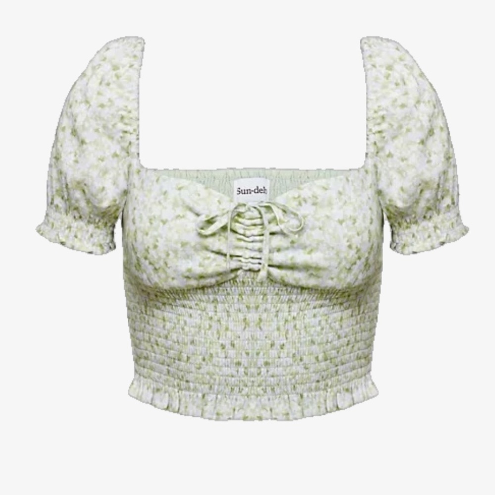 Aritzia Sunday best Sinatra top green white flower small